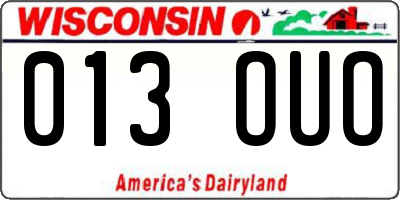 WI license plate 013OUO