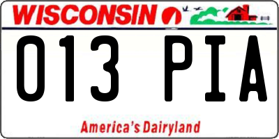 WI license plate 013PIA