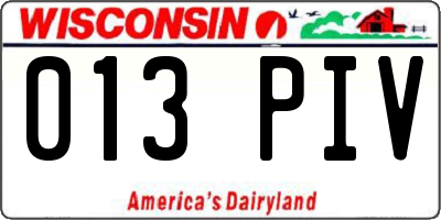 WI license plate 013PIV