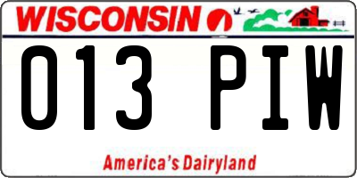WI license plate 013PIW
