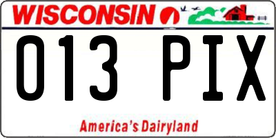 WI license plate 013PIX
