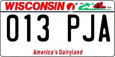 WI license plate 013PJA
