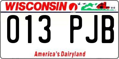 WI license plate 013PJB