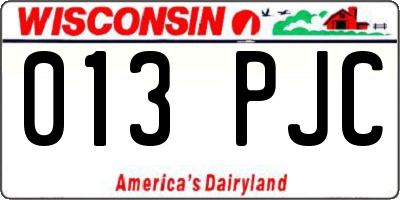 WI license plate 013PJC