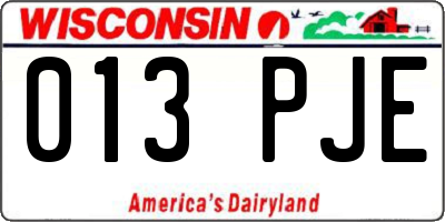 WI license plate 013PJE