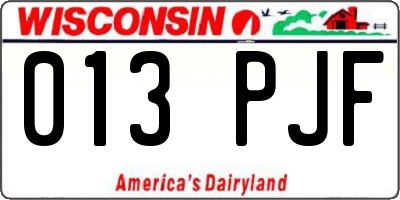 WI license plate 013PJF