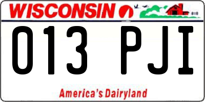 WI license plate 013PJI