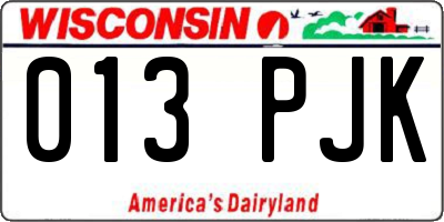 WI license plate 013PJK