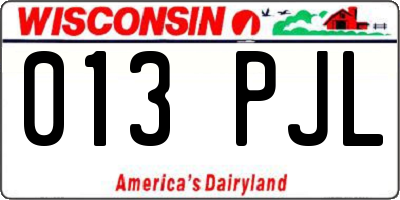WI license plate 013PJL