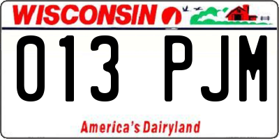 WI license plate 013PJM