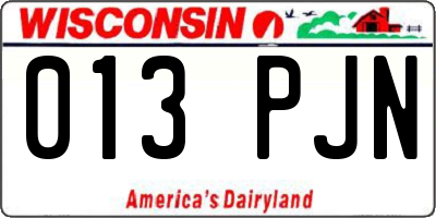 WI license plate 013PJN
