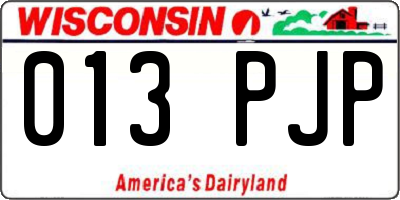 WI license plate 013PJP