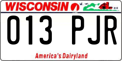 WI license plate 013PJR