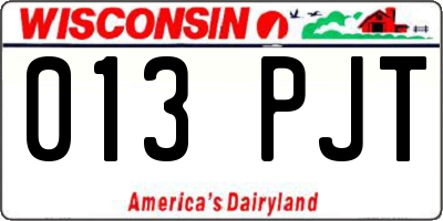 WI license plate 013PJT
