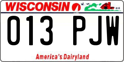 WI license plate 013PJW