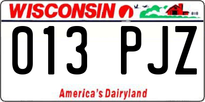 WI license plate 013PJZ