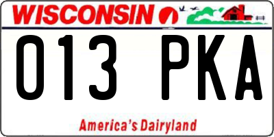 WI license plate 013PKA