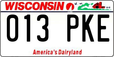 WI license plate 013PKE