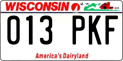 WI license plate 013PKF
