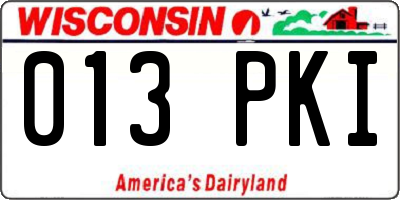 WI license plate 013PKI