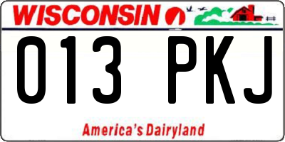 WI license plate 013PKJ