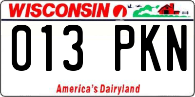 WI license plate 013PKN