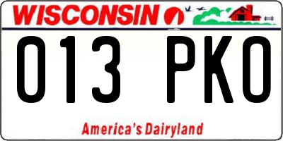 WI license plate 013PKO