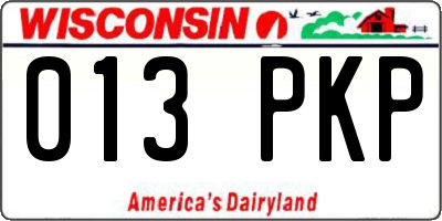 WI license plate 013PKP