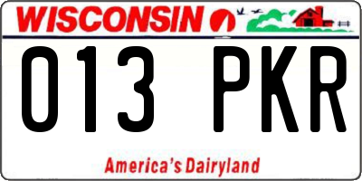 WI license plate 013PKR
