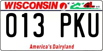 WI license plate 013PKU
