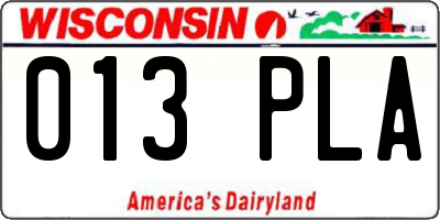 WI license plate 013PLA