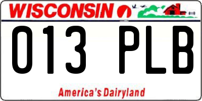 WI license plate 013PLB