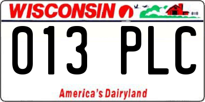 WI license plate 013PLC
