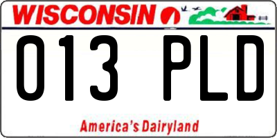 WI license plate 013PLD