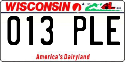 WI license plate 013PLE