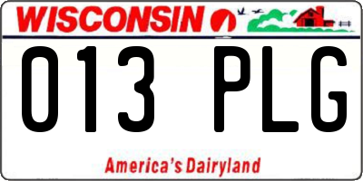 WI license plate 013PLG