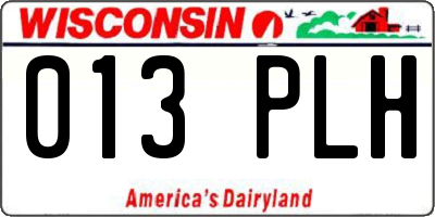 WI license plate 013PLH