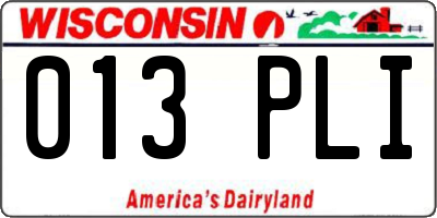 WI license plate 013PLI