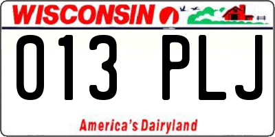 WI license plate 013PLJ