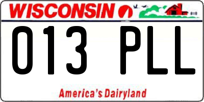 WI license plate 013PLL