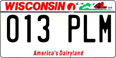 WI license plate 013PLM