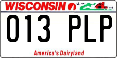 WI license plate 013PLP