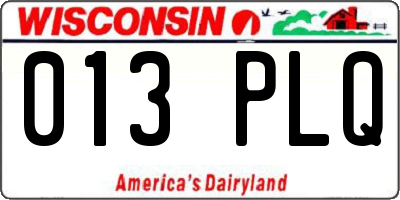 WI license plate 013PLQ