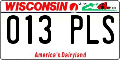 WI license plate 013PLS
