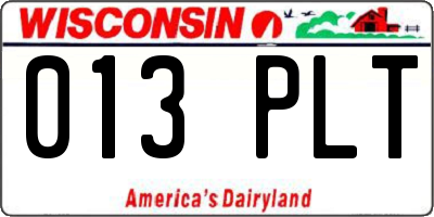WI license plate 013PLT