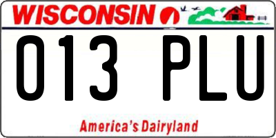 WI license plate 013PLU