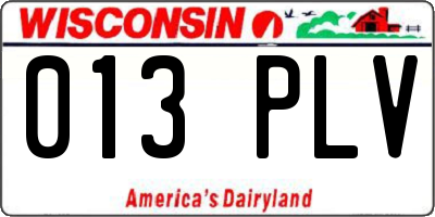 WI license plate 013PLV