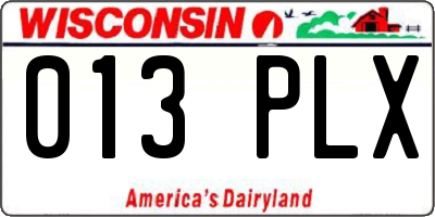 WI license plate 013PLX