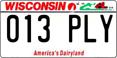 WI license plate 013PLY