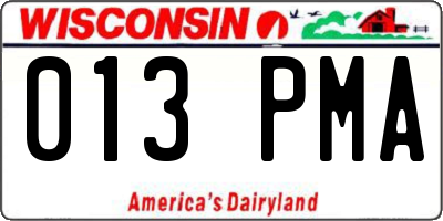 WI license plate 013PMA